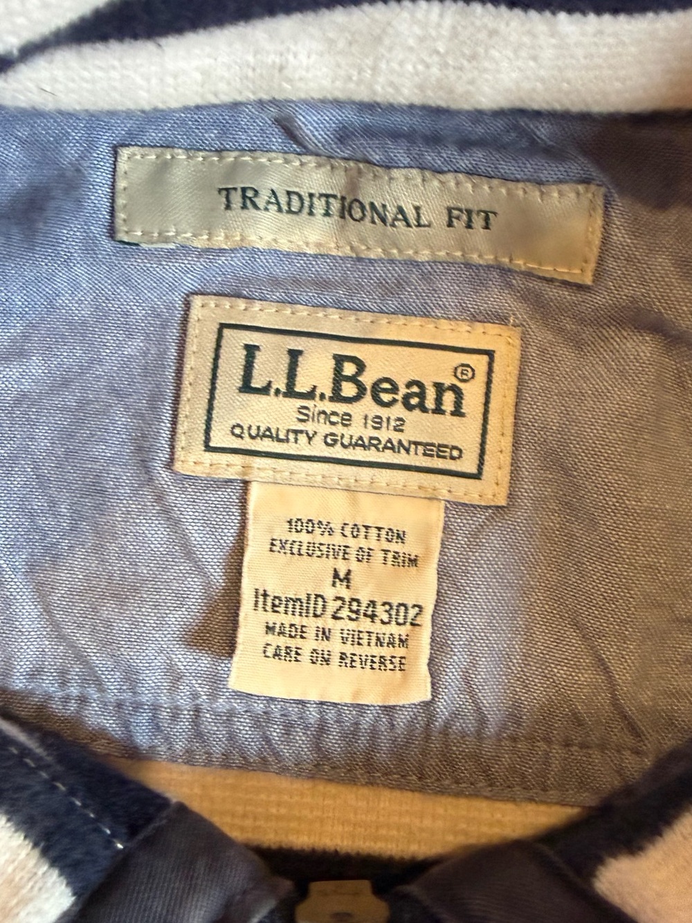 L.L. Bean Navy and White Striped Half-Zip Pullover - Picture 6 of 6